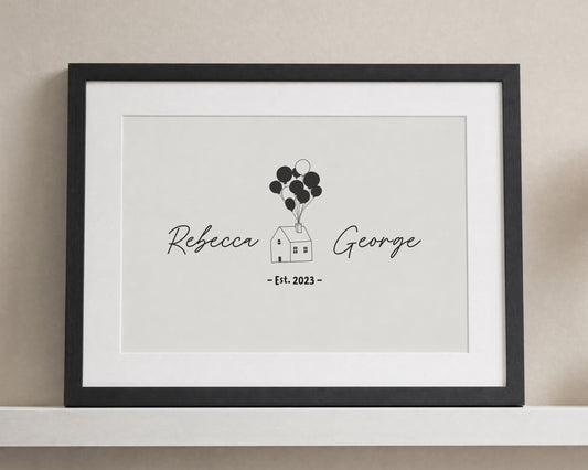 Personalised New Home Print, Off White Wall Art, House Warming Gift, First Home Gift, Couple Gift, Minimalist Framed Print