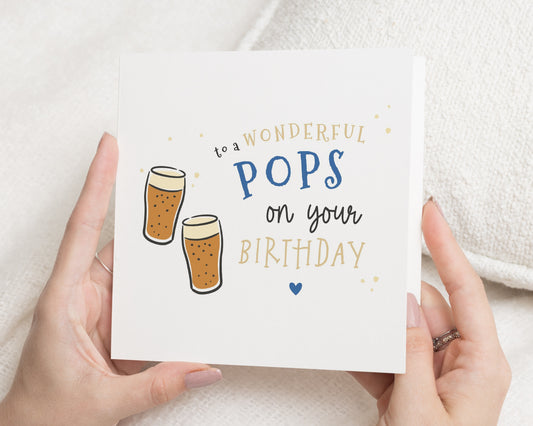 Birthday Card for Pops, Pops Birthday Card, Funny Birthday Card for Him, Beer Birthday Card, Birthday Card for Dad, Simple Birthday Card