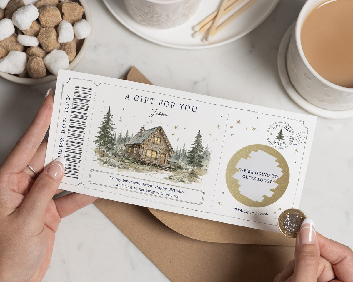 Personalised Scratch To Reveal Holiday Gift Voucher, Weekend Away Birthday Surprise, Travel Ticket Gift for Boyfriend