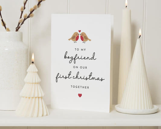First Christmas Card for Boyfriend, 1st Christmas Together Card, Boyfriend Christmas Card, Personalised Romantic Christmas Card for Him