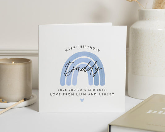 Birthday Card for Daddy, Daddy Birthday Card, Birthday Card from Kids, Personalised Birthday Card for Dad, Cute Rainbow Card