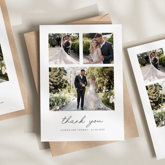 Wedding Postcard Thank You Cards, Folded Thank You Cards Wedding, Wedding Thank You, Thank You Wedding Card, Simple Wedding Card With Photo