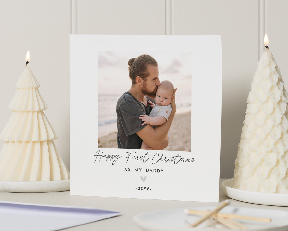 First Christmas Card for Daddy, Photo Christmas Card, 1st Christmas Card from Baby, First Christmas as Daddy, Dad Christmas Card