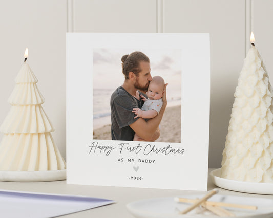 First Christmas Card for Daddy, Photo Christmas Card, 1st Christmas Card from Baby, First Christmas as Daddy, Dad Christmas Card