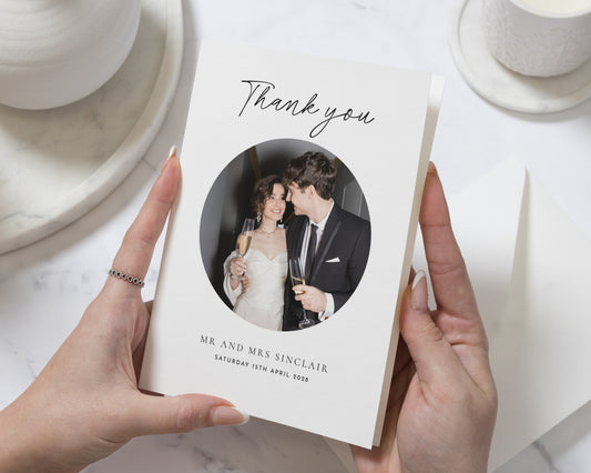 Personalised Wedding Thank You Cards, Photo Wedding Thank You Cards, Folded Thank You Cards, Thank You Card for Wedding, Simple Thank You