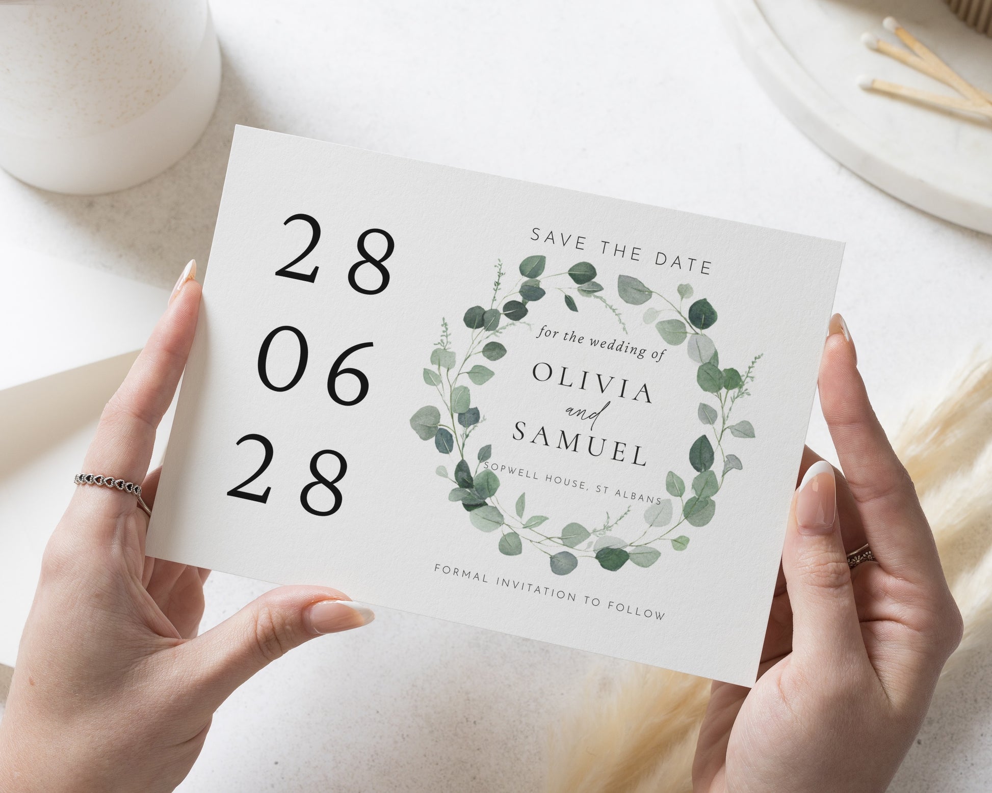 Personalised Save the Date Card, Wedding Save the Date Card, Greenery Save the Date, Simple Save the Date, Custom Save the Date Card