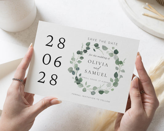 Personalised Save the Date Card, Wedding Save the Date Card, Greenery Save the Date, Simple Save the Date, Custom Save the Date Card
