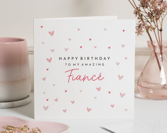 Birthday Card for Fiancé, Fiancé Birthday Card, Birthday Card for Him, Romantic Birthday Card for Partner, Cute Heart Birthday Card