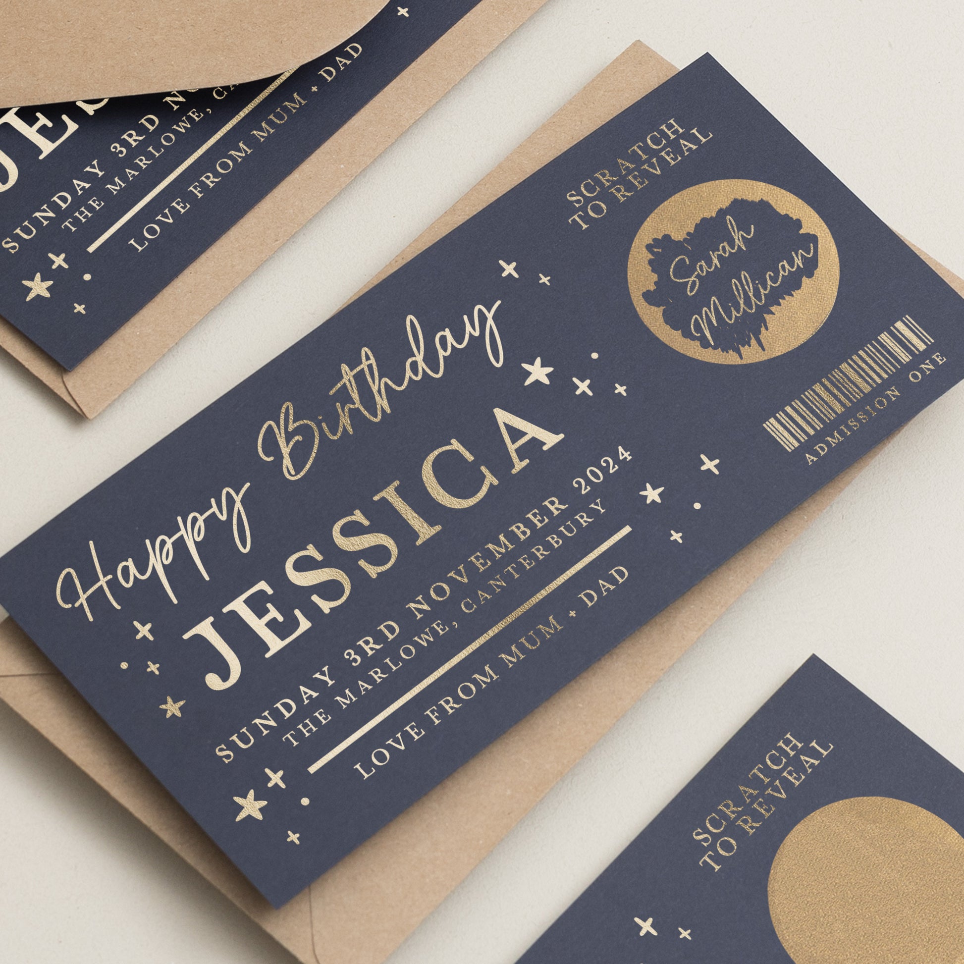 Gold Foil Scratch Birthday Voucher, Birthday Gift Voucher, Scratch To Reveal Birthday Surprise Voucher, Surprise Gift Ticket, Scratch Coupon