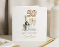 50th Birthday Card, Personalised Birthday Card, Champagne Card, Birthday Card for Her, Milestone Birthday Card, Printed Metallic Effect