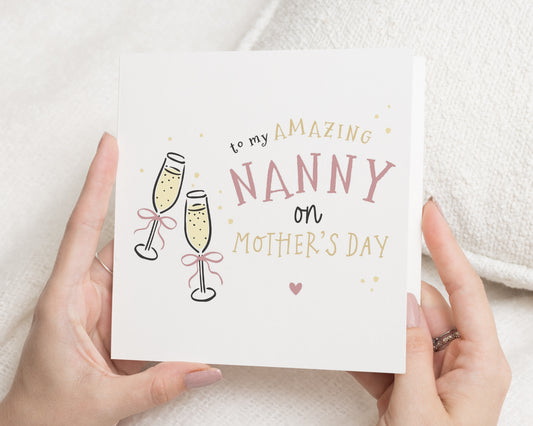 Mother's Day Card for Nanny, Nanny Mother's Day Card, Card for Grandma, Mother's Day Card for Her, Cute Champagne Card