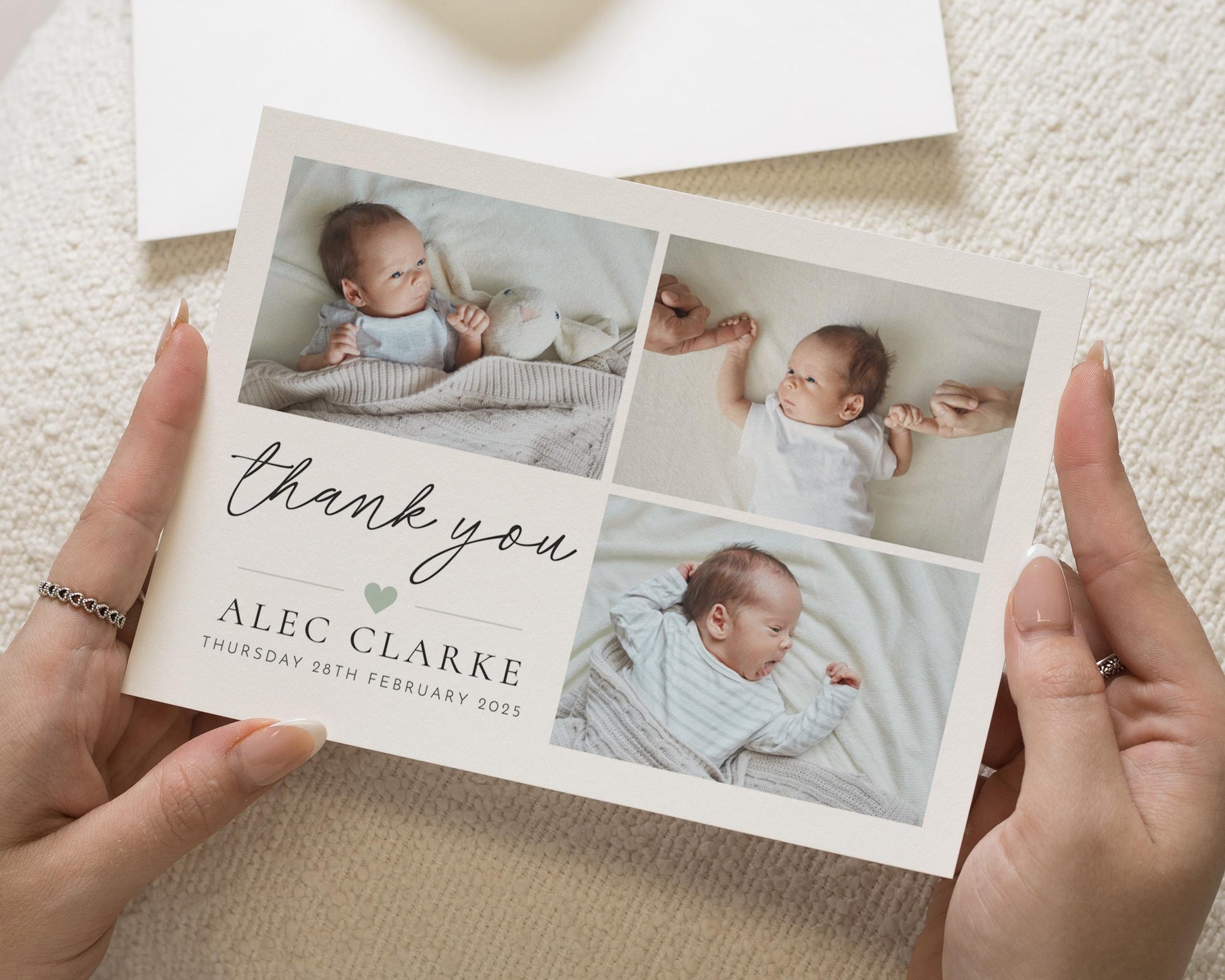 Baby Boy Thank You Card, Baby Boy Announcement Cards, Baby Thank You Baptism Cards, New Born Thank You, Baby Thank You With Photos
