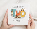 2nd Birthday Card, Personalised Birthday Card for Boy, 2nd Birthday Card for Girl, Monkey Birthday Card, Age Two Birthday Card