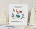 Personalised Christmas Card, Square Christmas Card, Family Christmas Card, Reindeer Christmas Card, Custom Name Christmas Card