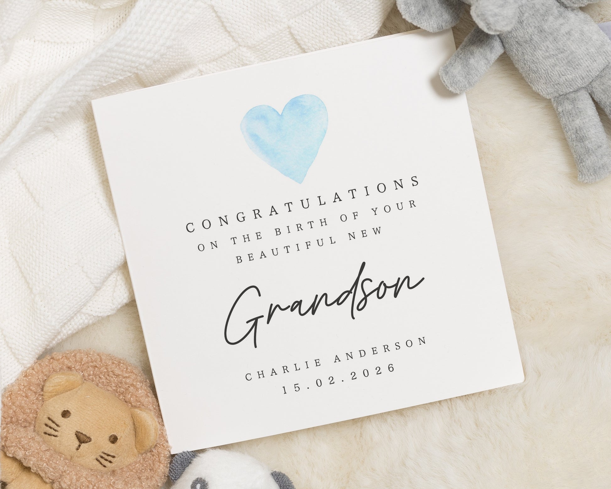 New Baby Card for Grandson, Personalised Grandson Card, Congratulations Card for Grandson, Baby Boy Card, Birth of Grandson Card