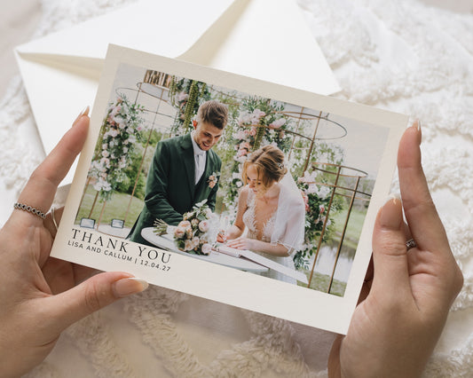 Personalised Wedding Thank You Cards, Photo Wedding Thank You Cards, Folded Wedding Thank You Cards, Simple Wedding Thank You Card