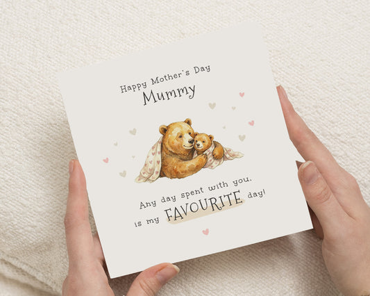 Mother's Day Card for Mummy, Bear Mother's Day Card, Cute Mother's Day Card for Mum, Mother's Day Card from Child, Animal Card for Mum
