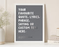 Personalised Silver Foil Song Lyrics Print, Custom Quote Wall Art, Charcoal Grey Wall Art, First Dance Wedding Gift for Couple