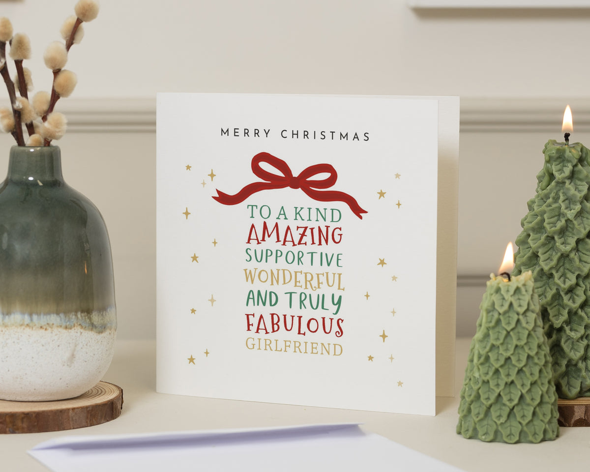 Christmas Card for Girlfriend, Girlfriend Christmas Card, Xmas Card for Her, Romantic Christmas Card, Cute Festive Card for Partner