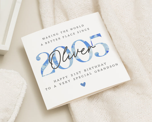 21st Birthday Card for Grandson, Personalised Birthday Card, Special Grandson Birthday Card, 21st Birthday Card for Him