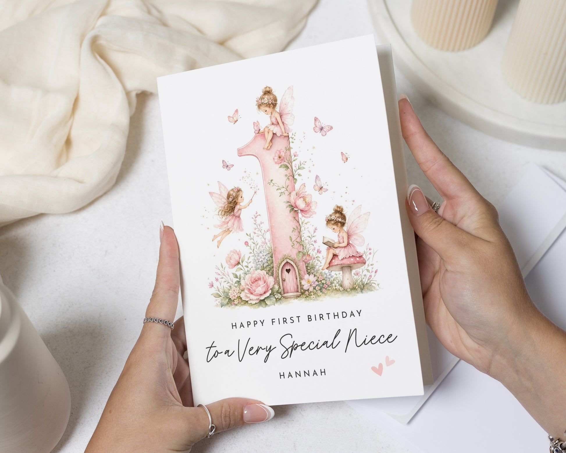 1st Birthday Card for Niece, First Birthday Card for Girl, Personalised Birthday Card, Fairy Birthday Card, Cute Birthday Card