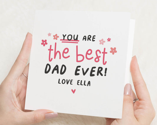 Birthday Card for Dad, Personalised Card for Dad, Fathers Day Card, Best Dad Card, Card from Daughter, Cute Card for Him