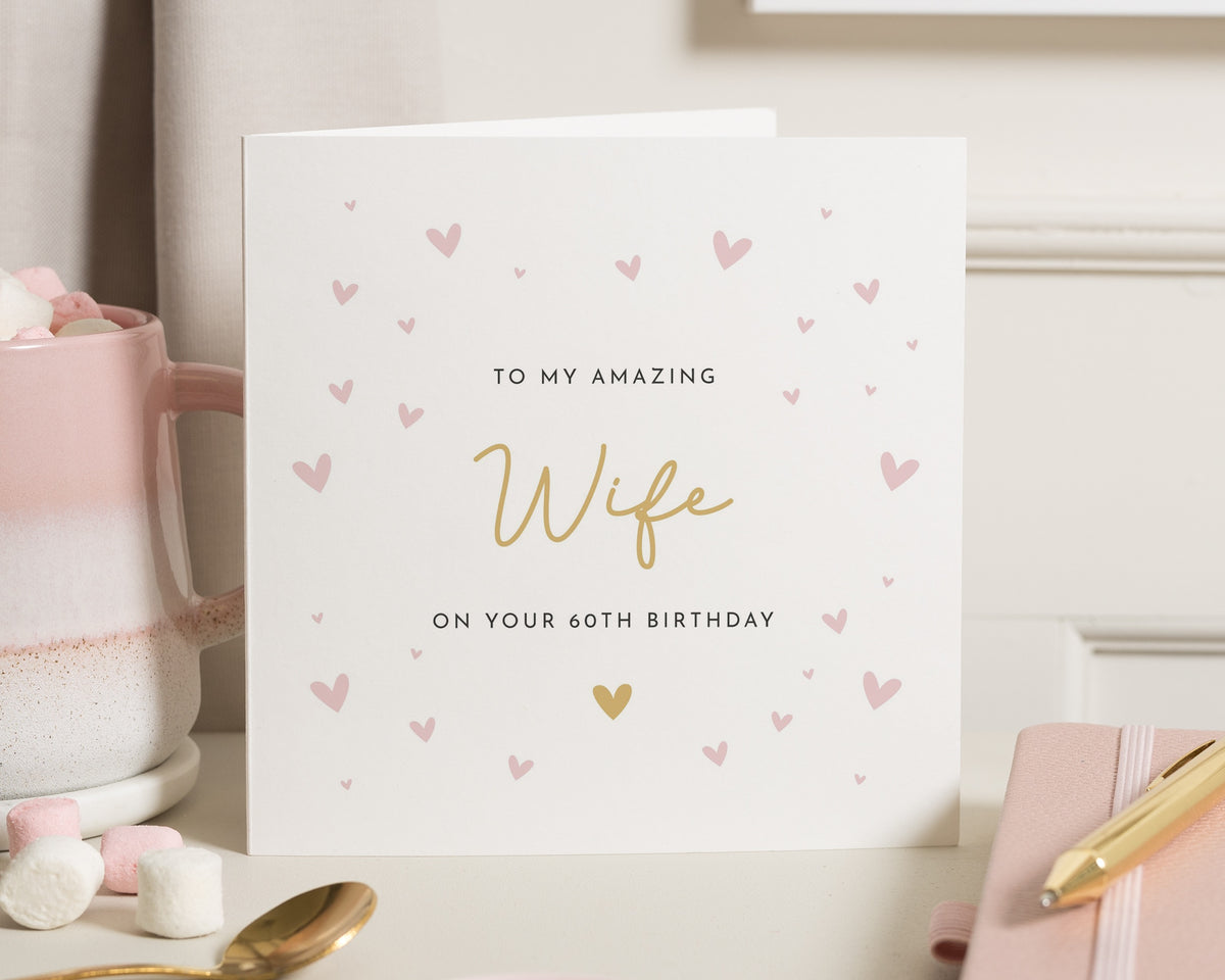 Birthday Card for Wife, Wife 60th Birthday Card, 60th Birthday Card for Her, Romantic Birthday Card, Cute Birthday Card for Wife