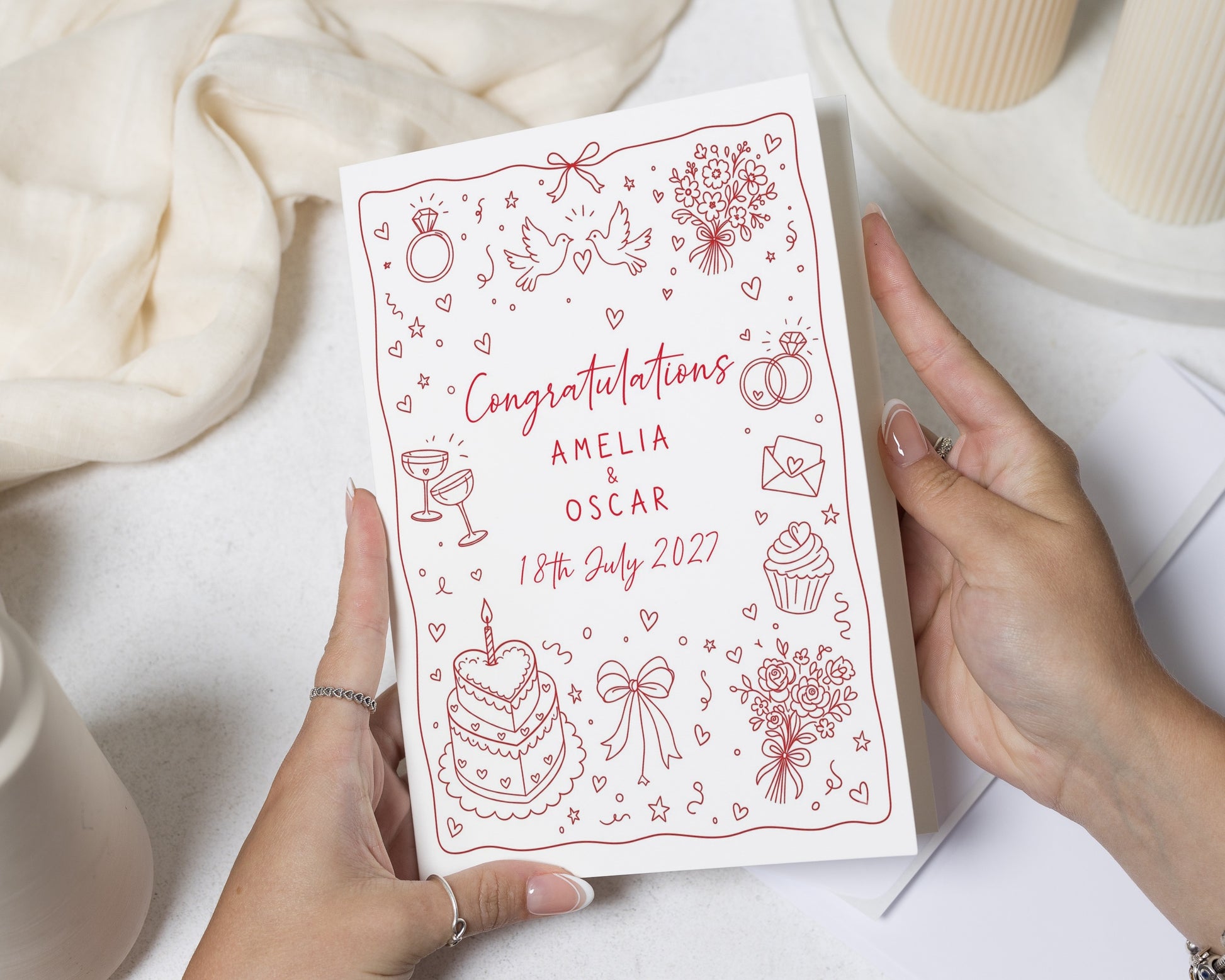 Personalised Wedding Card, Wedding Congratulations Card, Bride and Groom Card, Custom Wedding Day Card, Engagement Card for Couple