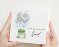 60th Birthday Card for Dad, Dad Birthday Card, 60th Birthday Card for Him, Personalised Birthday Card, Cake and Balloons Card