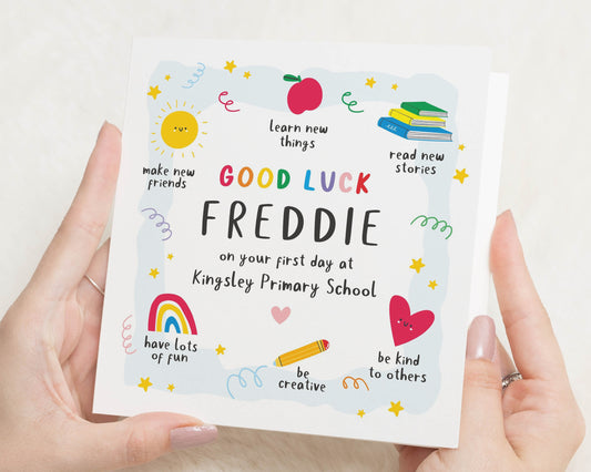 First Day of School Card, Good Luck Card for Child, Back to School Card, Personalised School Card, Starting School Card for Kids