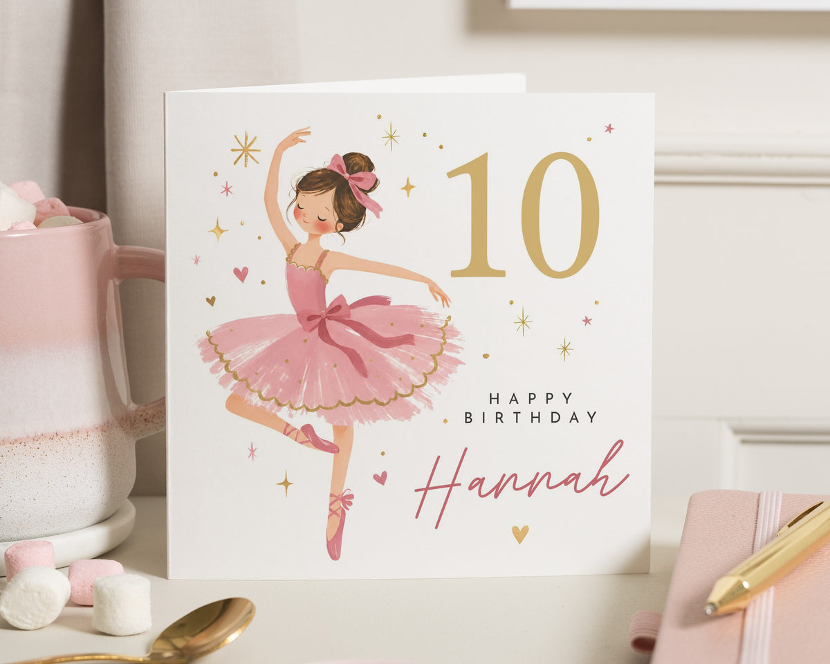 10th Birthday Card for Girl, Personalised Birthday Card for Daughter, Granddaughter Birthday Card, Niece Birthday Card, Ballerina Card