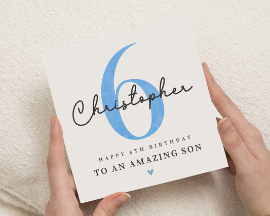 6th Birthday Card for Son, Personalised Birthday Card for Boy, Custom 6th Birthday Card, Birthday Card for Kids, Son Birthday Card