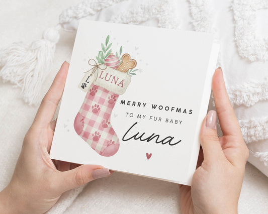 Dog Christmas Card, Merry Woofmas Card, Fur Baby Christmas Card, Personalised Dog Card, Christmas Card for Dog Lover, Cute Pet Card