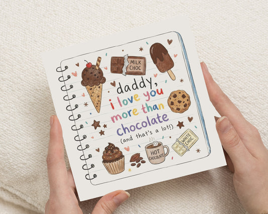 Birthday Card for Daddy, Dad Birthday Card, Fathers Day Card for Dad, Daddy I Love You Card, Chocolate Card from Child