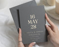 Gold Foil Wedding Invitations, Charcoal Grey Minimalist Wedding Invites, Modern Typography Invitation, Luxury Wedding Stationery