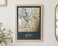 Personalised Gold Foil Map Print, Custom Location Map, Dark Green Wall Art, Engagement Gift, Proposal Gift for Couple