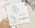 3rd Birthday Card, Personalised Bunny Birthday Card, Birthday Card for Boy, Birthday Card for Girl, Cute Animal Birthday Card