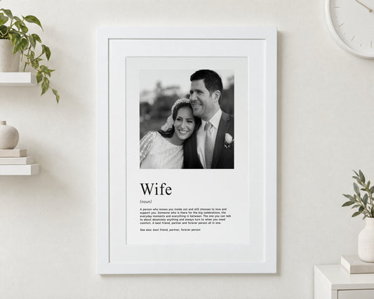 Personalised Wife Photo Print, Custom Print From Your Photo, Gift for Wife, Anniversary Gift, Romantic Typography Wall Art