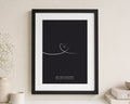 Personalised Silver Foil Couple Print, Black Wall Art, Wedding Gift, Anniversary Gift, Heart Line Art, Bedroom Wall Art