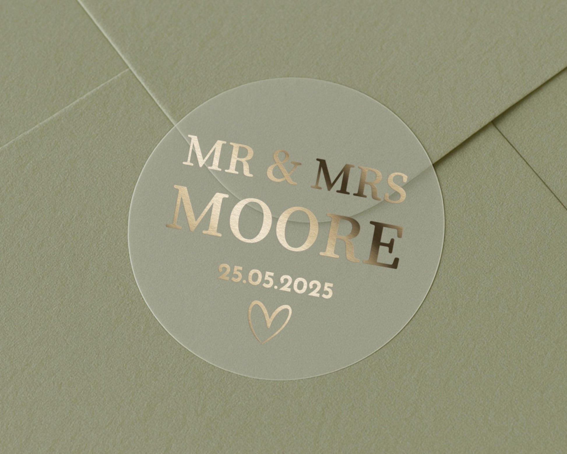 Personalised Wedding Envelope Seal, Mr And Mrs Wedding Sticker, Custom Name Wedding Label, Gold Foil Wedding Sticker
