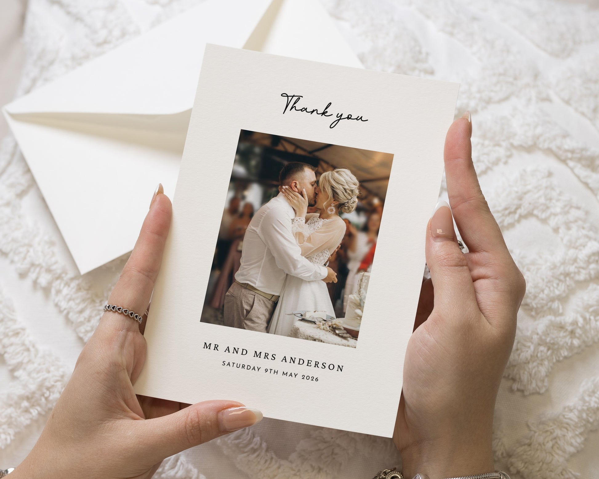 Personalised Wedding Thank You Cards, Photo Wedding Thank You Card, Folded Thank You Cards, Minimalist Wedding Thank You Card