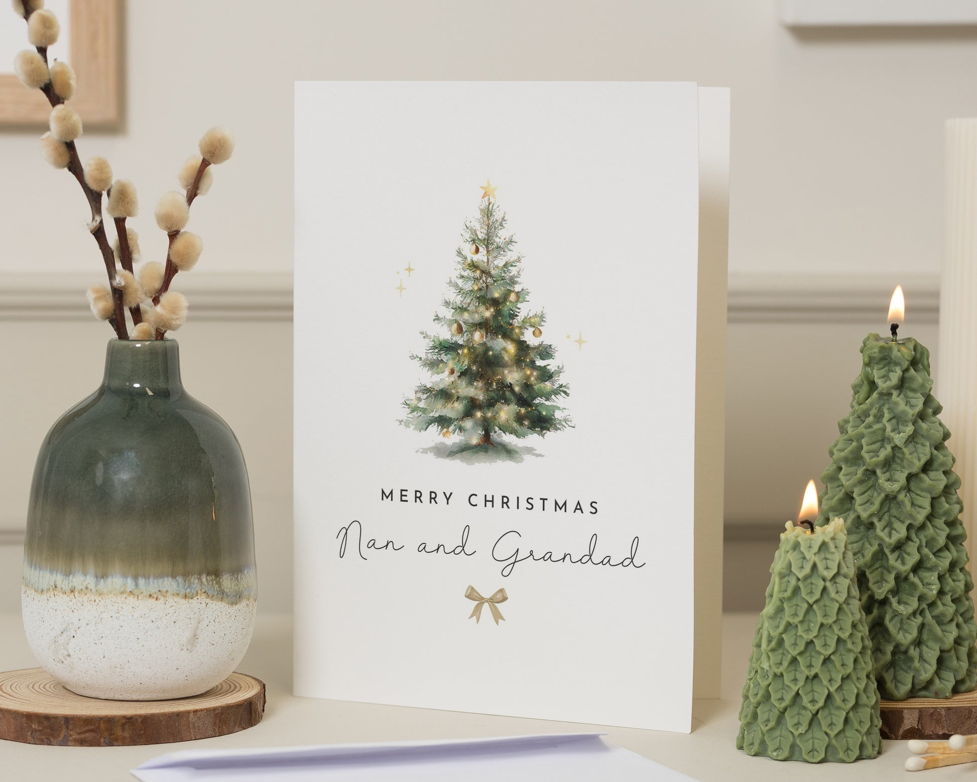 Christmas Card for Nan and Grandad, Grandparents Christmas Card, Personalised Christmas Card, Xmas Card, Christmas Tree Card