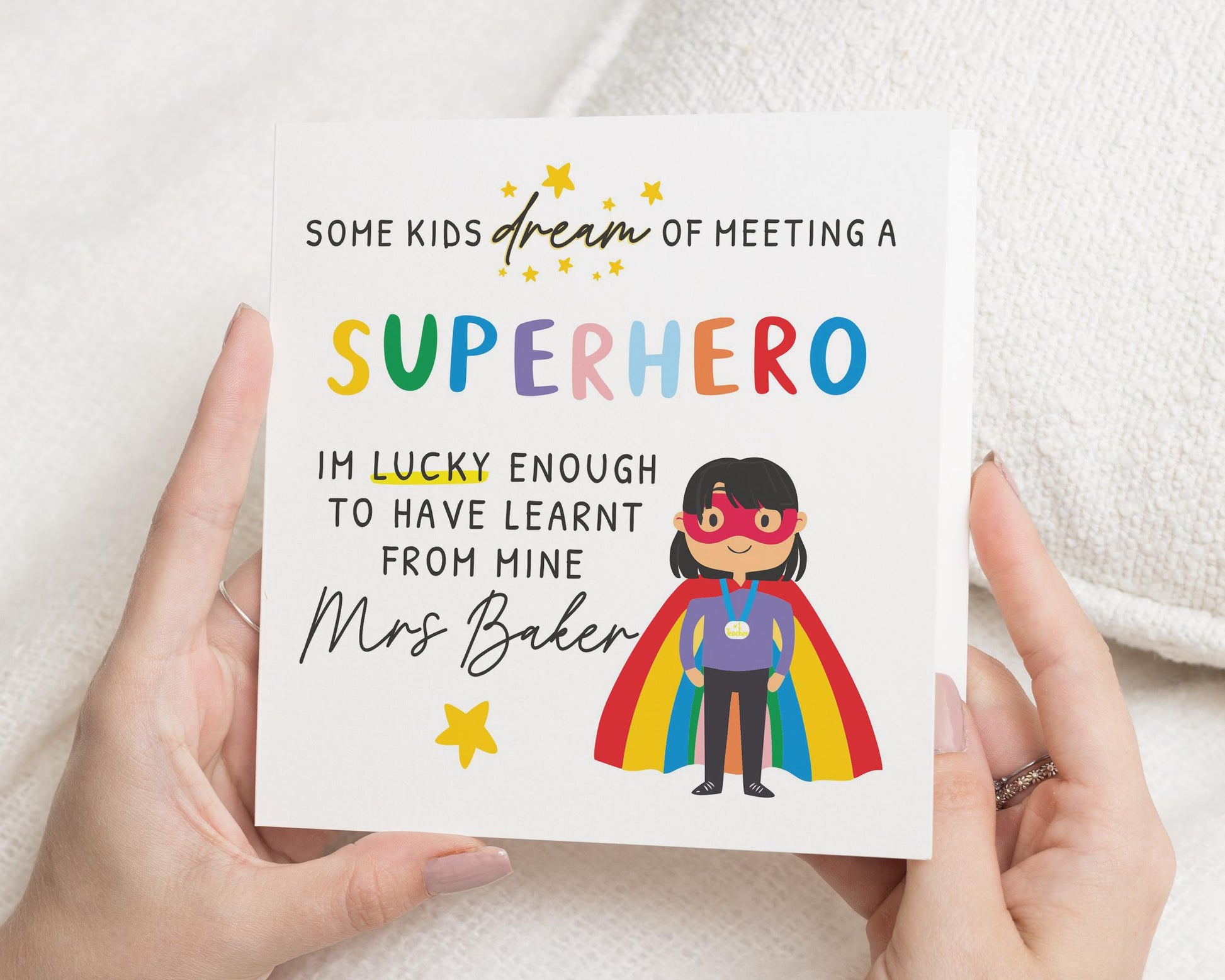 Teacher Thank You Card, Superhero Teacher Card, Thank You Card for Teacher, End of Term Card, Personalised Teacher Card, Cute Teacher Card