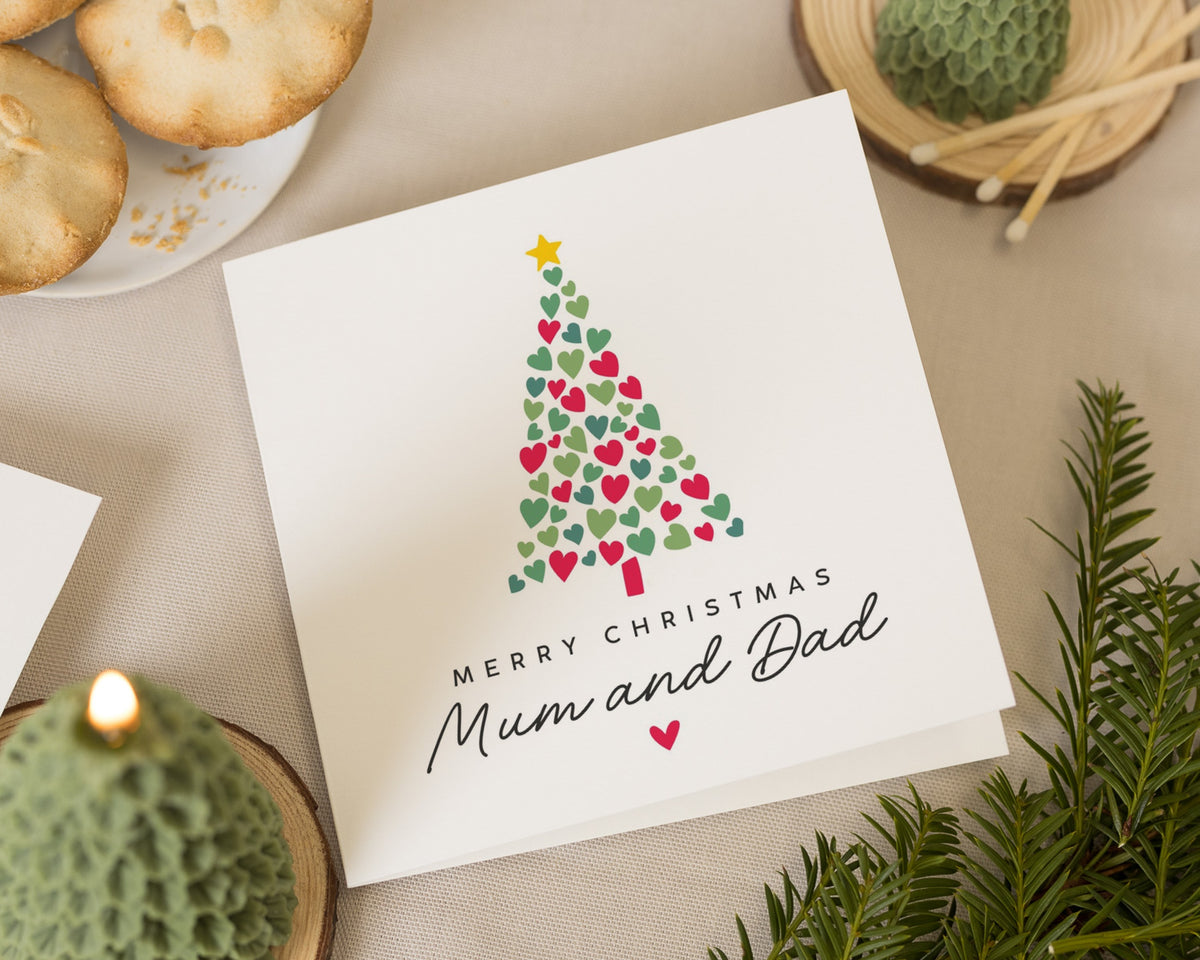 Christmas Card for Mum and Dad, Merry Christmas Card, Parents Christmas Card, Personalised Christmas Card, Cute Christmas Card