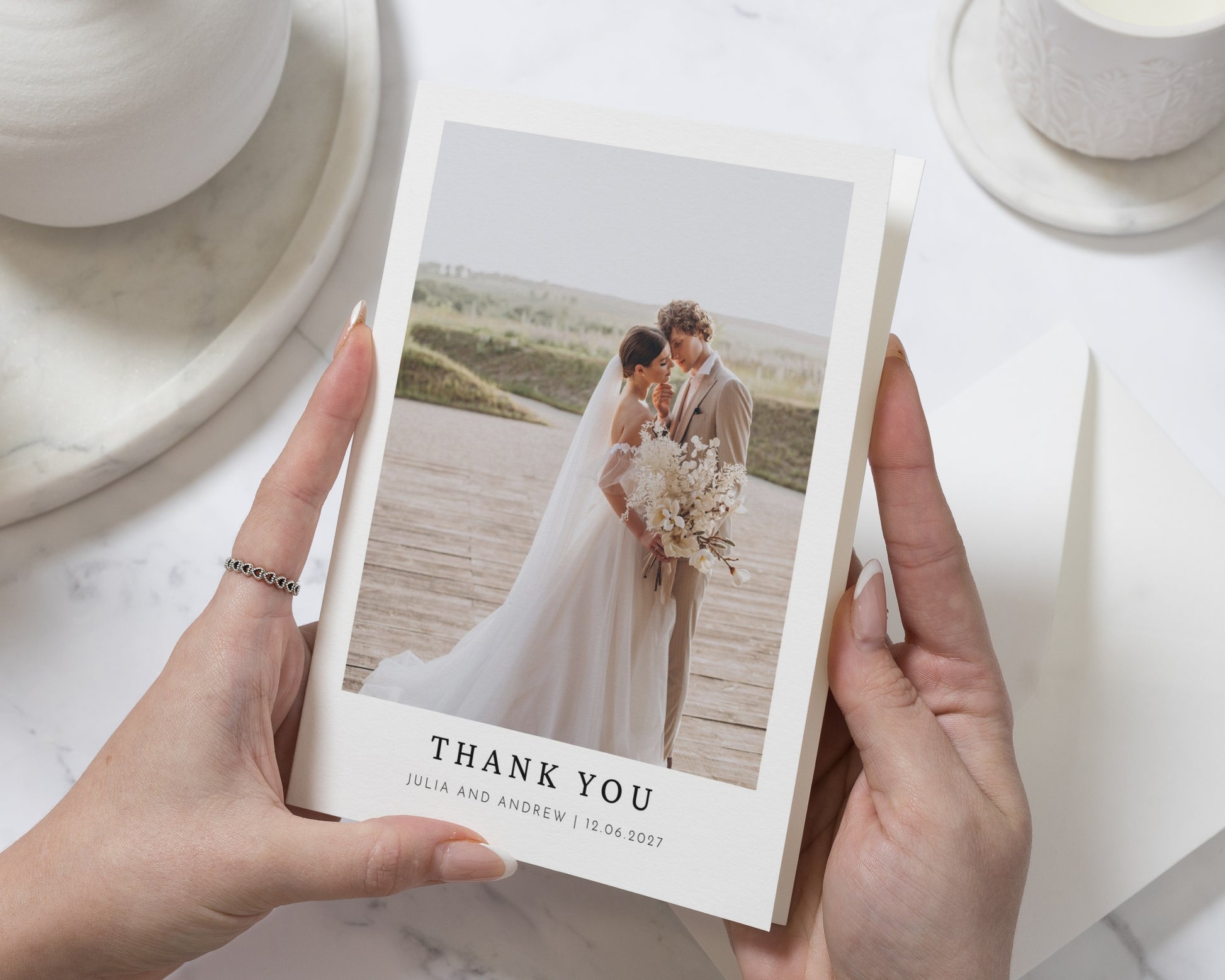 Personalised Wedding Thank You Cards, Photo Wedding Thank You Cards, Wedding Thank You Card, Minimal Thank You Cards, Flat Postcard