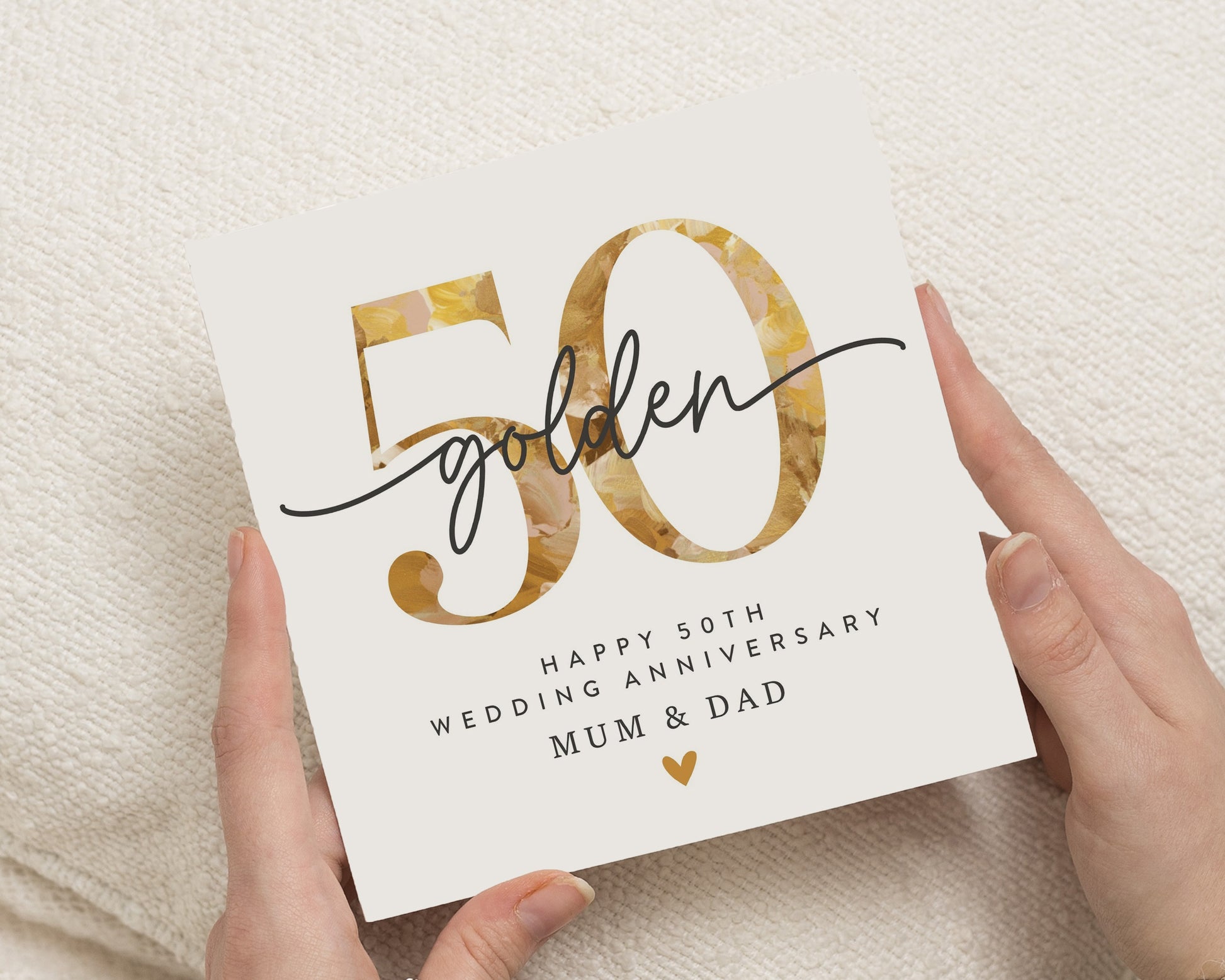 Golden Wedding Anniversary Card, 50th Anniversary Card for Mum and Dad, 50th Wedding Card, Anniversary Card for Parents