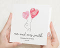 Personalised Wedding Card, Mr And Mrs Card, Wedding Congratulations Card, Heart Balloon Card, Custom Name Card, Simple Wedding Card