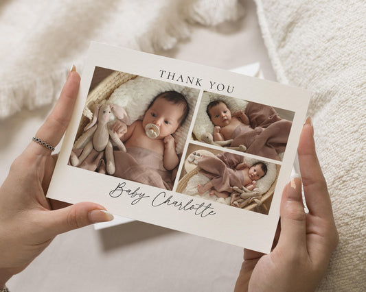 Custom Thank You Cards New Baby, Folded Baby Photo Thank You Cards, Simple Baby Thank You Cards, Postcard Thankyou Cards, Thank You Notes