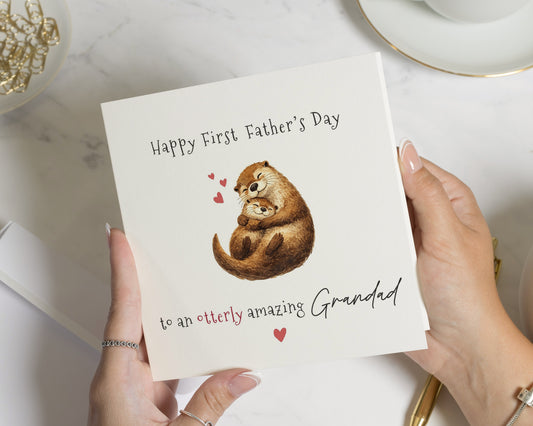 First Fathers Day Card for Grandad, Fathers Day Card from Baby, Otter Card, Cute Fathers Day Card, Grandad Card, Pun Card, Animal Card