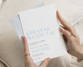 Dusty Blue Wedding Invitations, Minimalist Wedding Invite, Elegant Typography Invitation Suite, Personalised Wedding Stationery